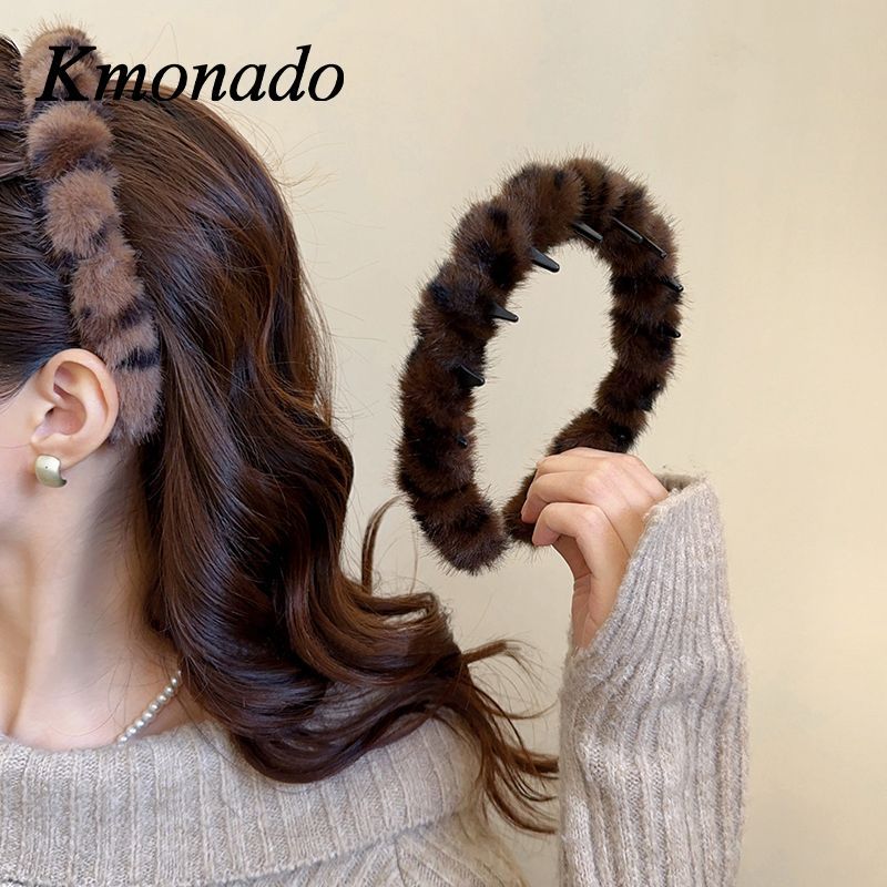 Fuzzy Leopard Print Teeth Headband – Non-Slip Hairband for Face Wash & Skincare