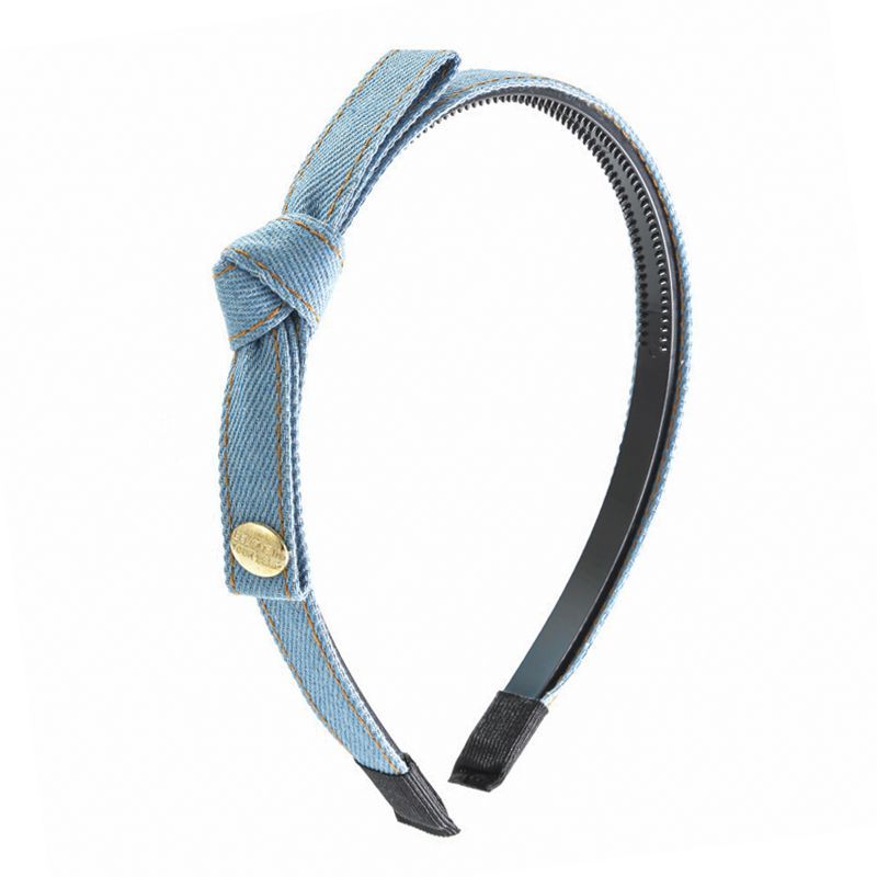 headband female Korean retro denim bow headband new toothed non-slip face wash hairpin headgear