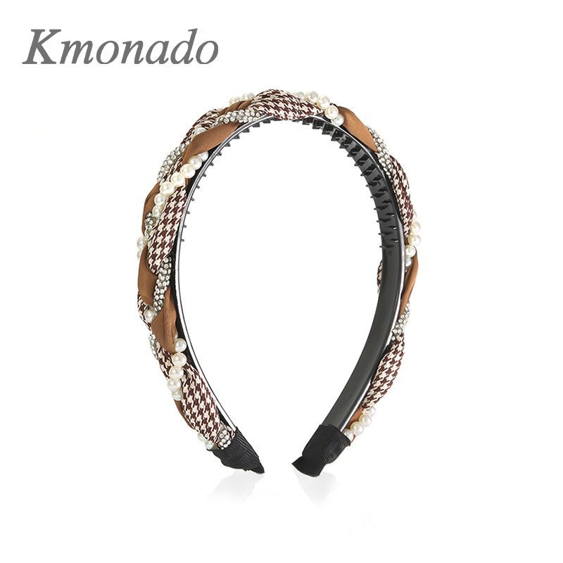 French Premium Hair Accessories Thousand Birds Twist Rhinestone Pearl Headband Versatile Headband Non-slip Hairpin