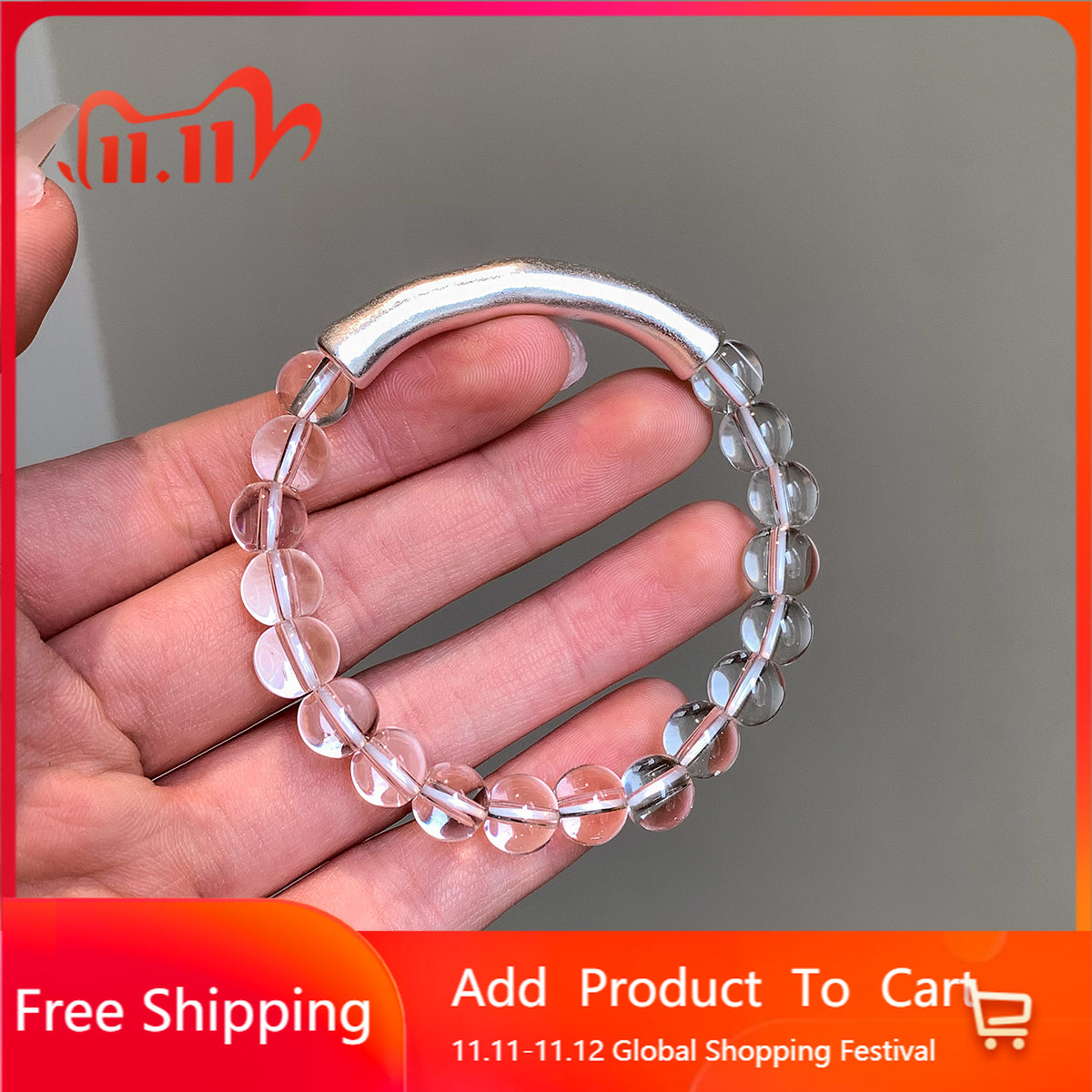 Silver Bamboo White Crystal Bracelet Women's Light Luxury Exquisite Fashion Unique Design High-end Lucky Jewelry Bracelet