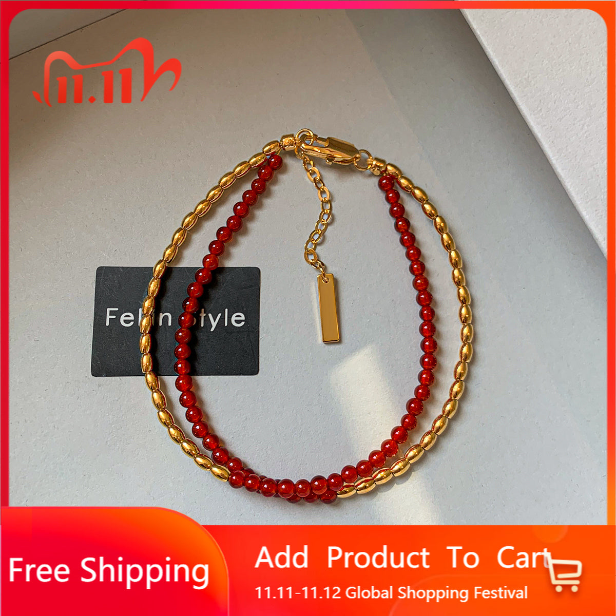 2025 New Year's red beaded bracelet women's high-end light luxury exquisite niche 2025 new bracelet high-end jewelry