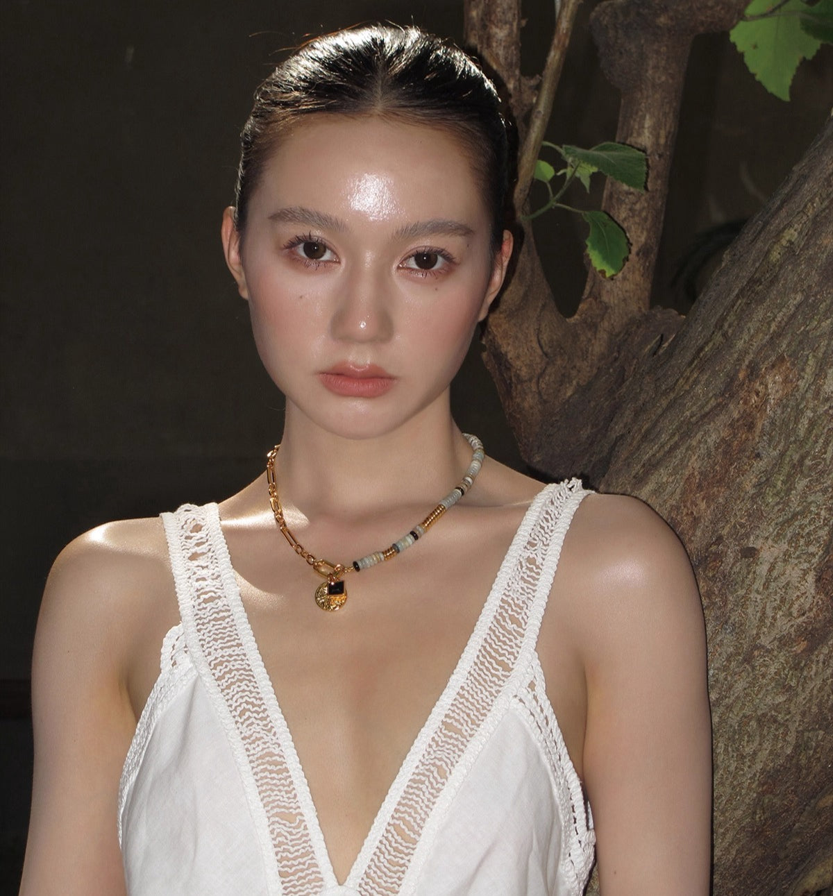 12 constellation natural stone beaded necklace women's accessories summer Europe and America 2025 new light luxury high-end exaggerated neck chain