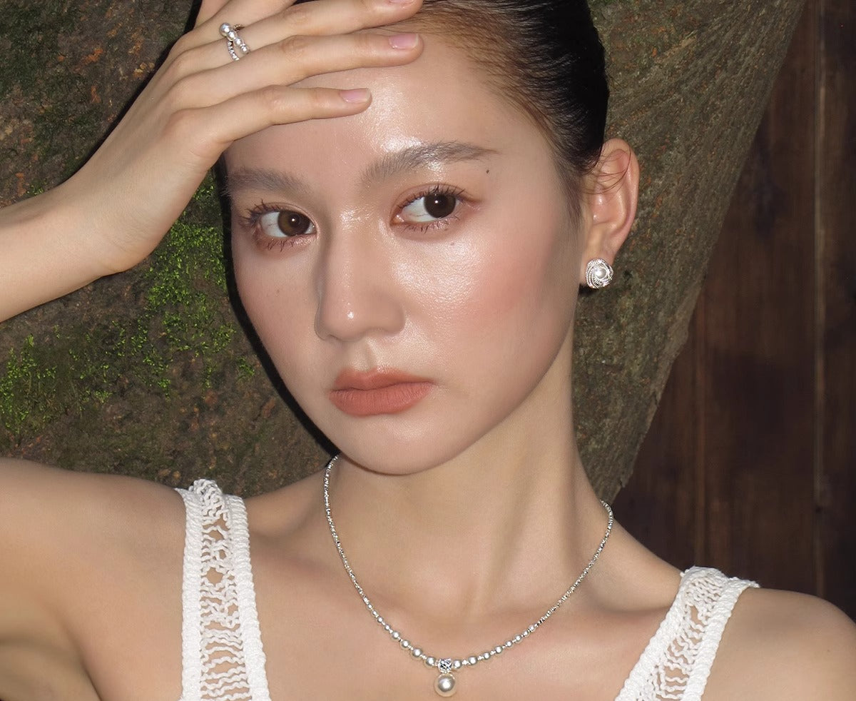 925 Sterling Silver Broken Silver Australian White Pearl Pendant Necklace Women's Accessories Summer Light Luxury Premium Collarbone Necklace