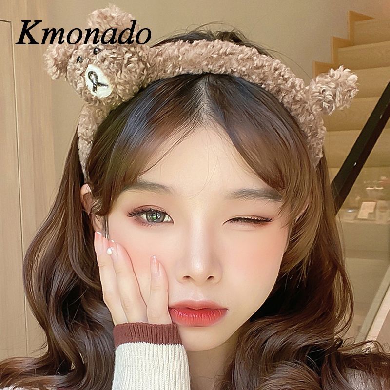 cute cartoon plush face wash headband women's versatile non-slip pressure hair fashion headband hairpin headgear