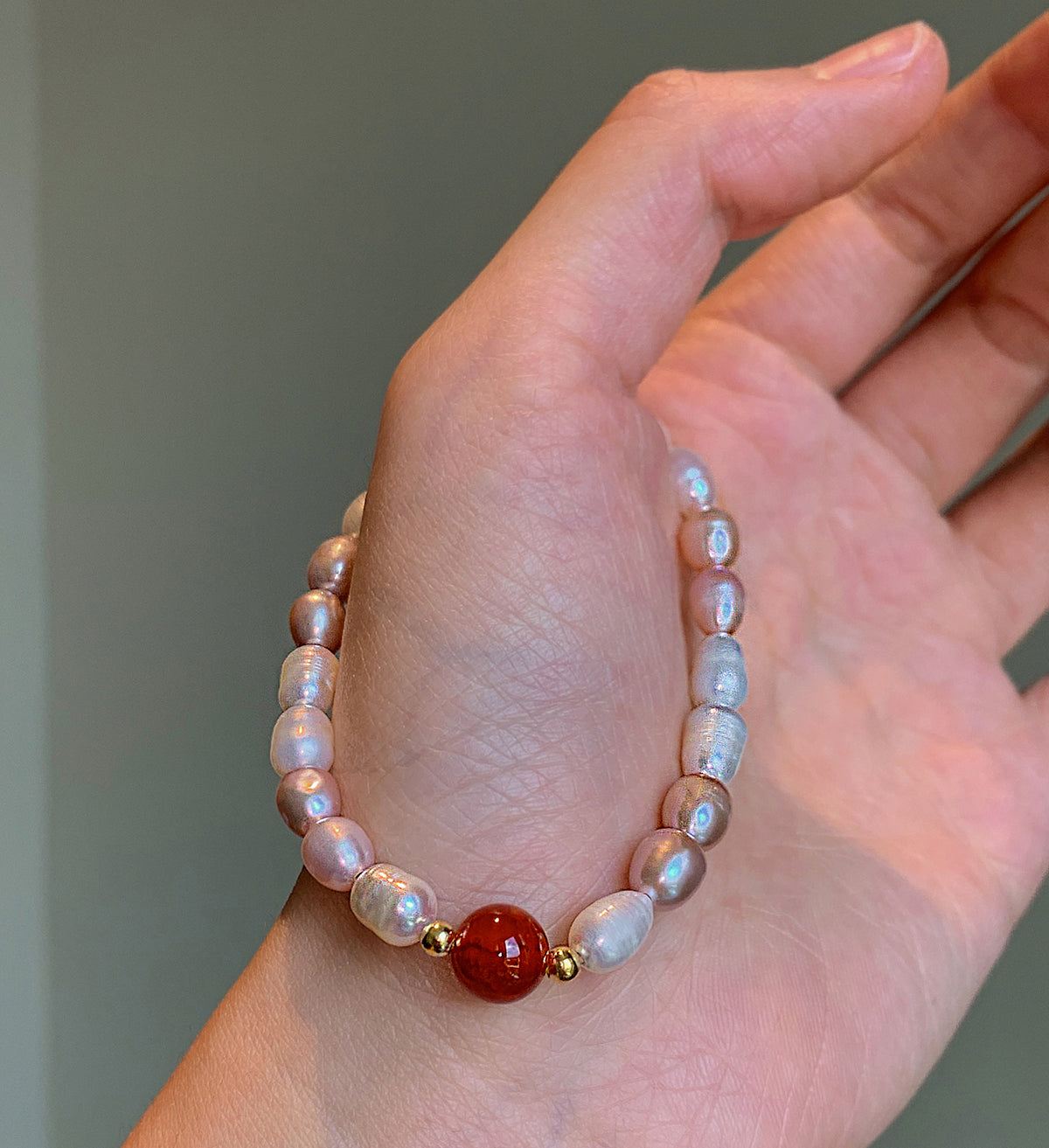 Cinnabar red natural freshwater pearl bracelet women's summer light luxury niche exquisite high-end 2025 new bracelet