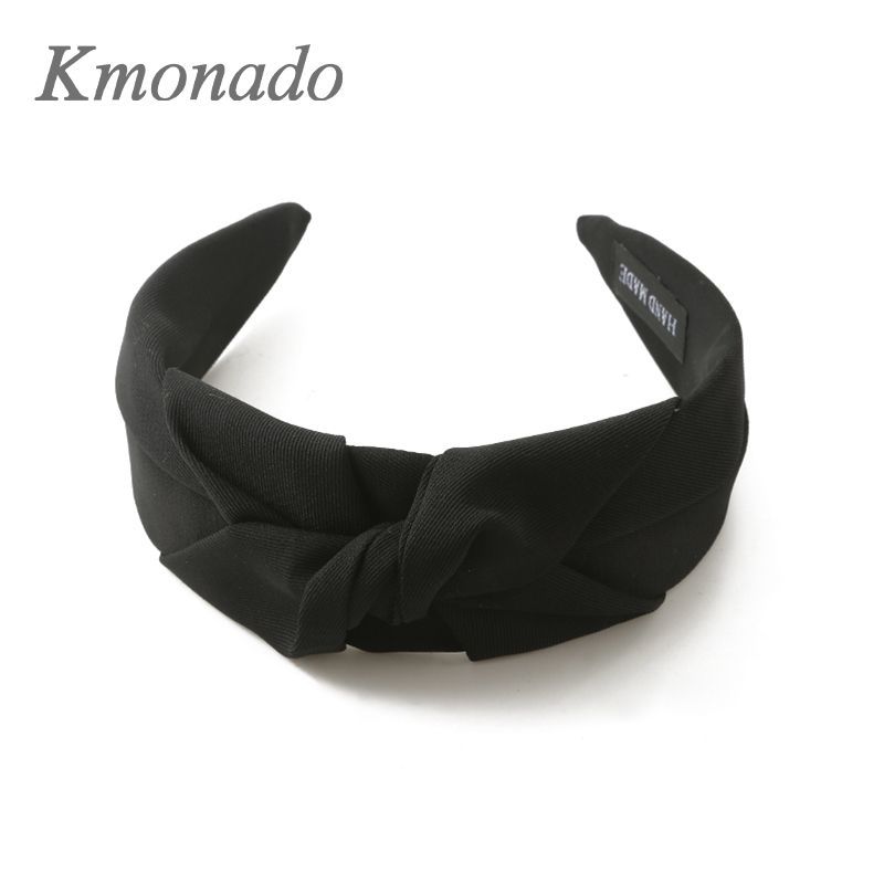 Korean version autumn and winter kink solid color fabric wide edge temperament headband simple and versatile going out headband headdress