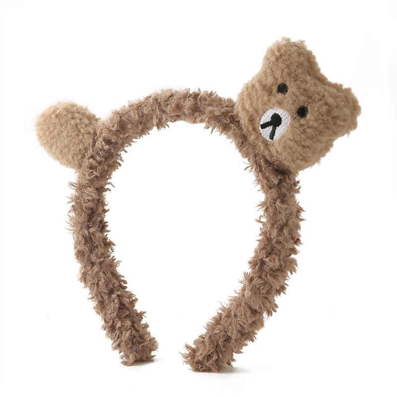 cute cartoon plush face wash headband women's versatile non-slip pressure hair fashion headband hairpin headgear