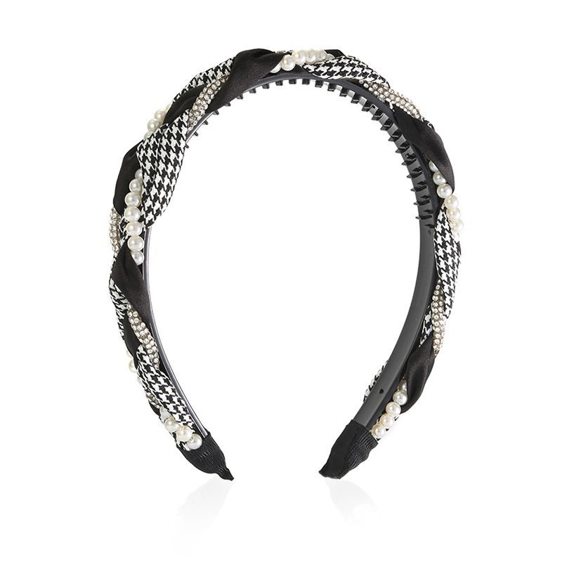 French Premium Hair Accessories Thousand Birds Twist Rhinestone Pearl Headband Versatile Headband Non-slip Hairpin