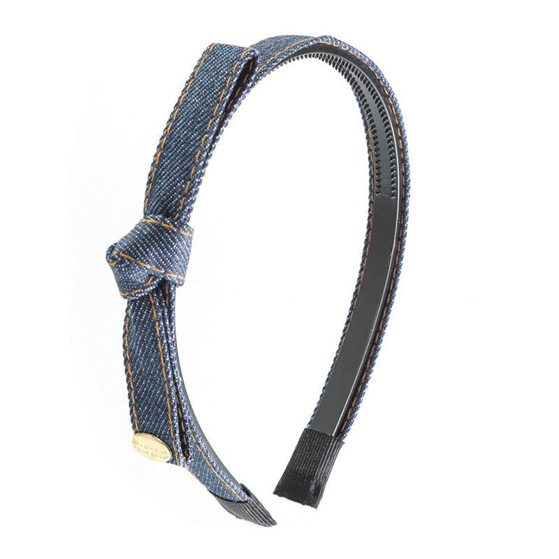headband female Korean retro denim bow headband new toothed non-slip face wash hairpin headgear