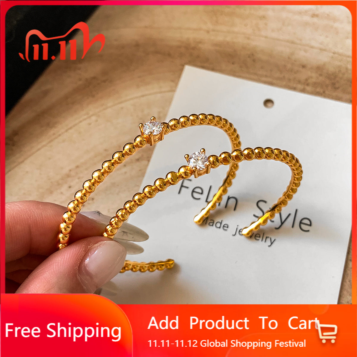 22K gold diamond-encrusted zircon knotted European and American metal bracelet women's light luxury exquisite fashion 2025 new bracelet