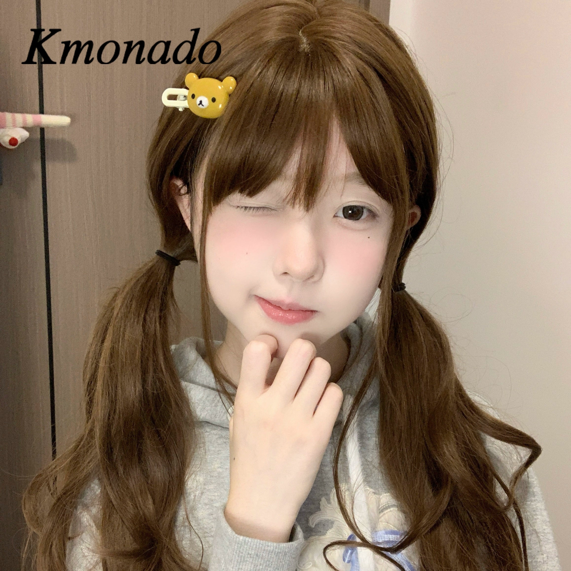 Milk coffee bear cute hairpin bangs clip side clip seamless simple hair accessories cute college style