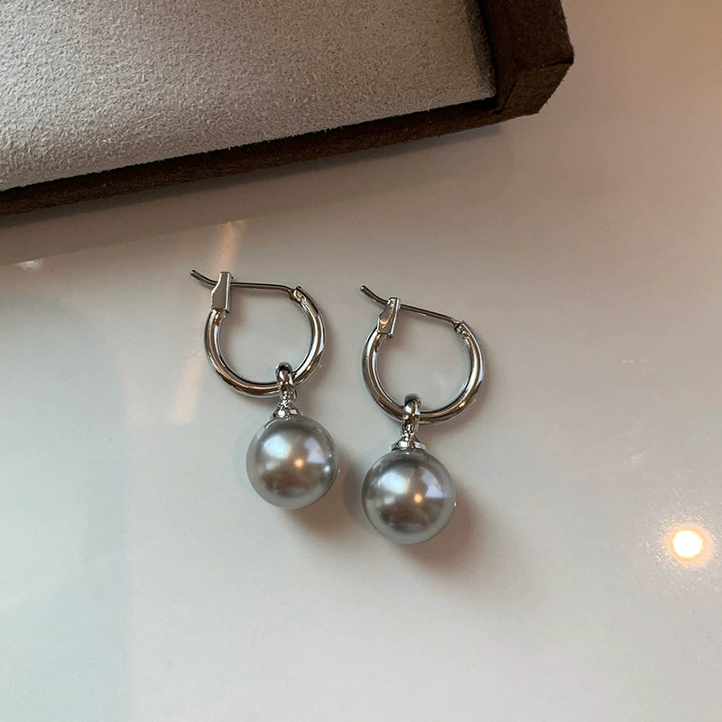 Liu Yifei same gray pearl pendant earrings women's high-end 2025 new light luxury niche temperament earrings earrings