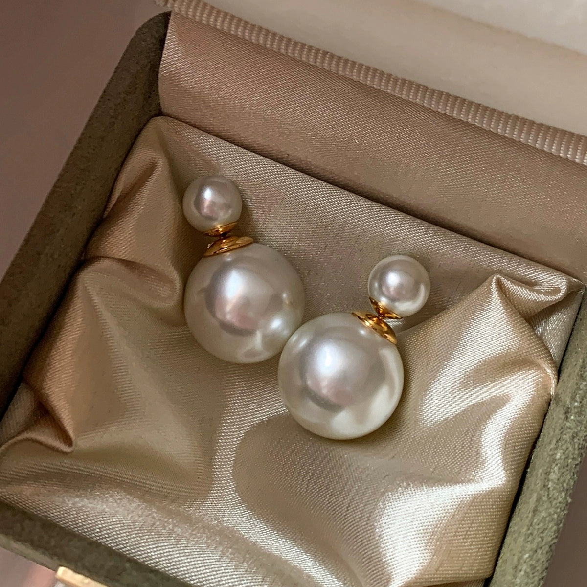 925 Silver Needle S Home Aurora Size Pearl Earrings Women's Light Luxury Premium French Stud Earrings