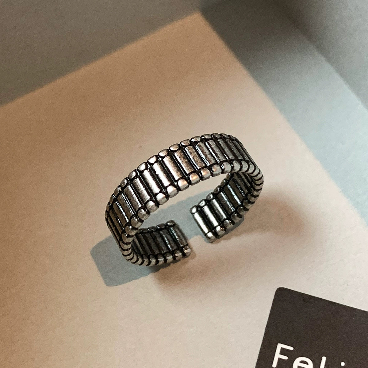 Niche design retro silver gold old ring female European and American trendy brand American index finger middle finger open ring ring