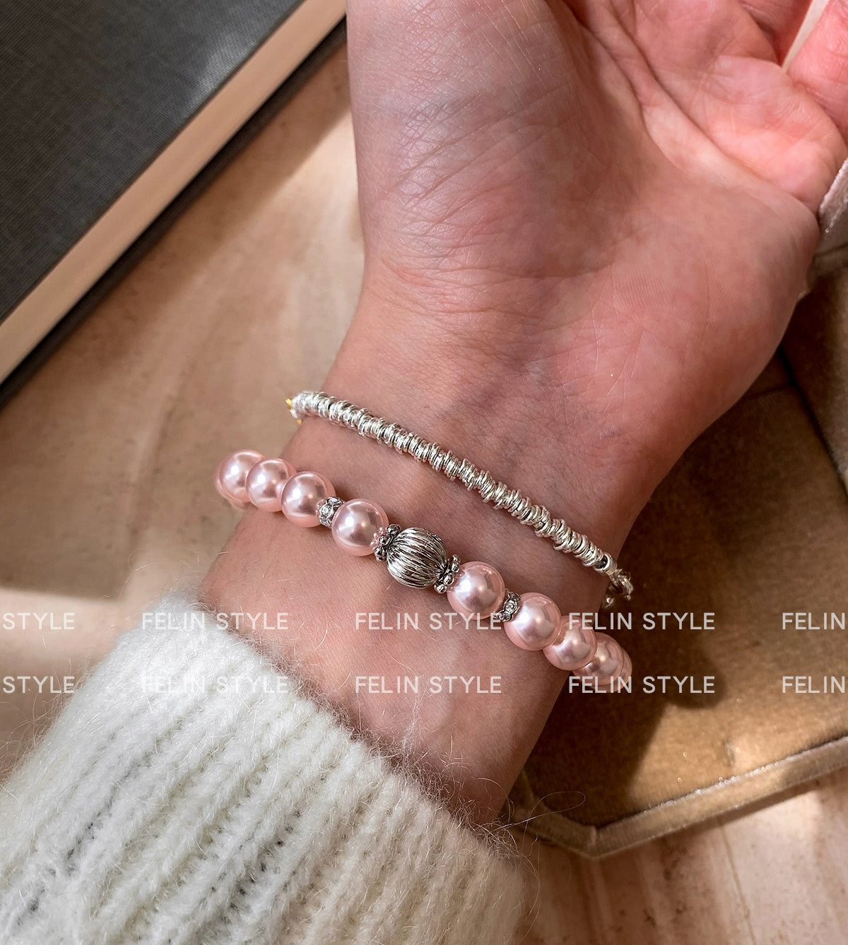 S Home Pearl White Pink Pearl Bracelet Women's 2025 New Light Luxury Exquisite Fashion New Chinese Temperament Bracelet