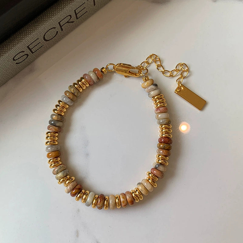 Color natural stone beaded bracelet girls high-end light luxury niche exquisite 2025 new popular bracelet jewelry