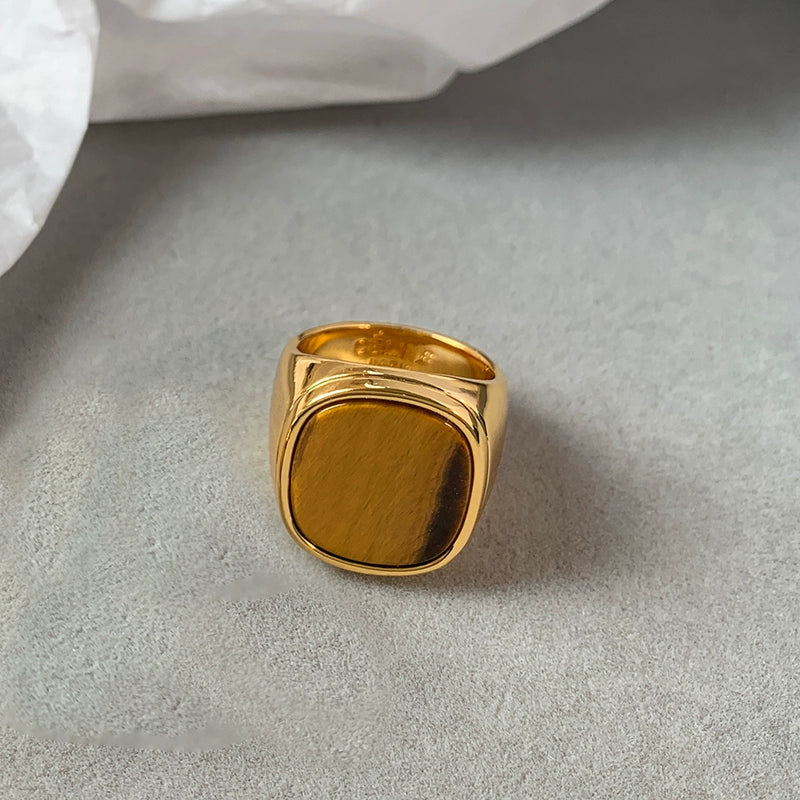 Rad retro large size tiger's eye stone index finger ring women's medieval niche design sense high fashion personality