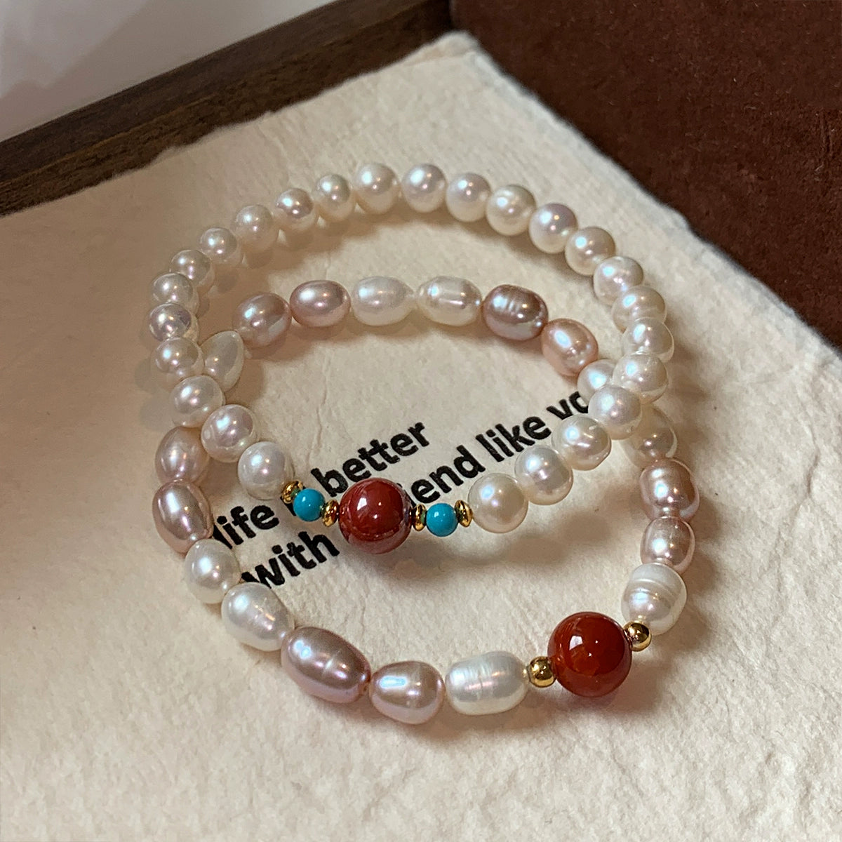 Cinnabar red natural freshwater pearl bracelet women's summer light luxury niche exquisite high-end 2025 new bracelet