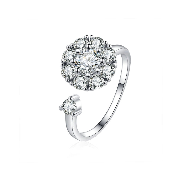 2025 new rotating ring female Internet celebrity tide simple fashion personality opening index finger diamond ring time to run