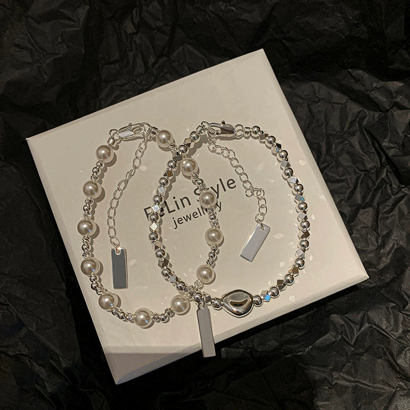 Broken silver car flower beads pearl bracelet women's light luxury niche temperament exquisite unique high-end silver jewelry