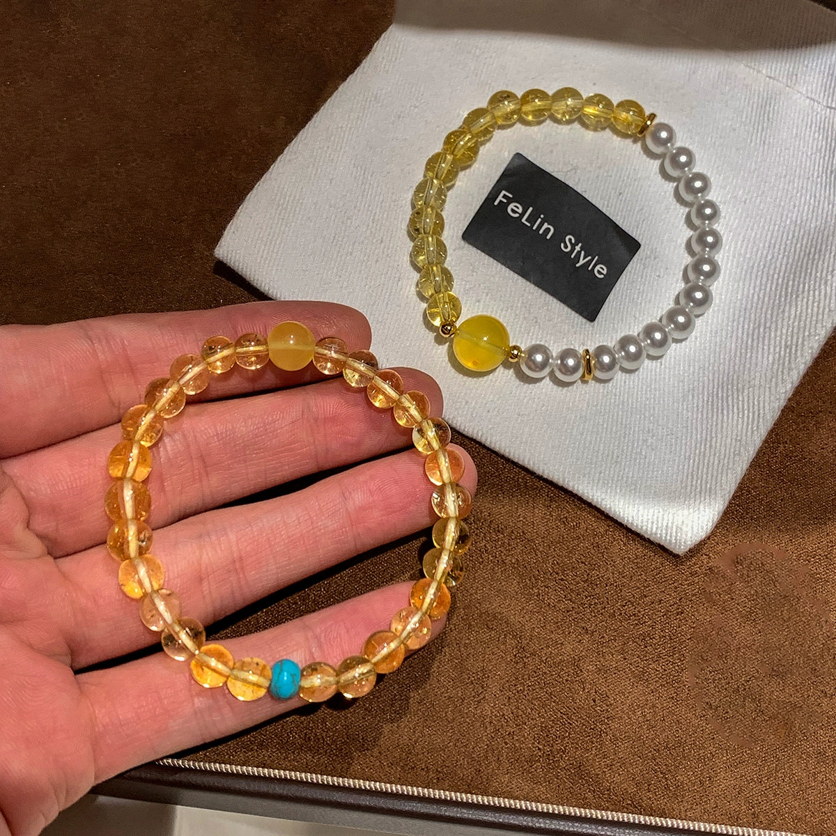 Citrine turquoise beeswax Duobao bracelet women's light luxury exquisite fashion Qixi Festival gift high-end lucky bracelet