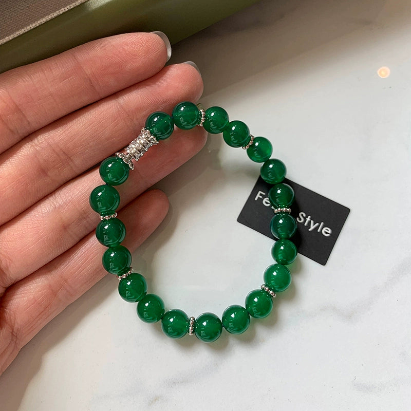 New Chinese natural chalcedony beaded bracelet women's light luxury exquisite niche 2025 new popular bracelet jewelry