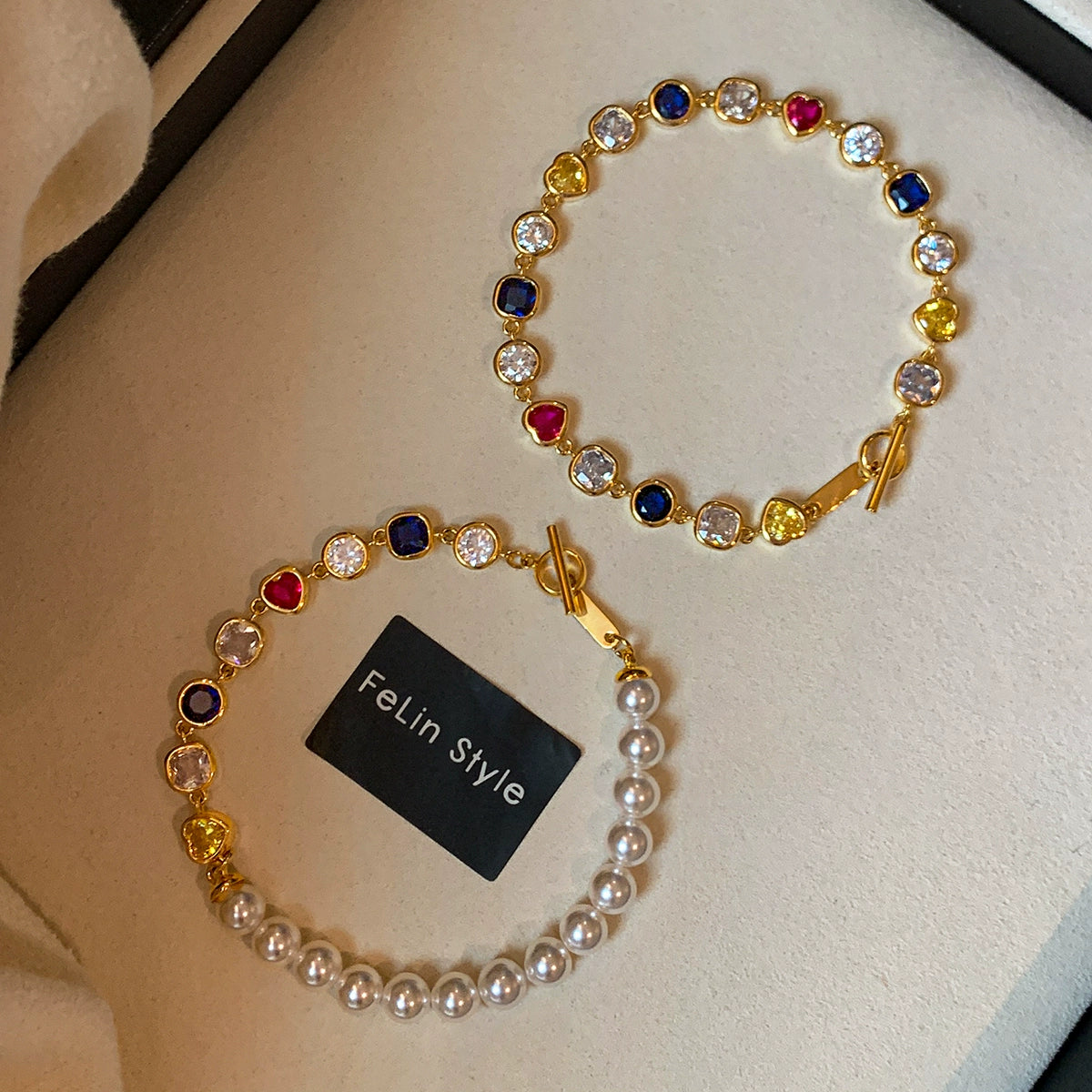 Huge good-looking dopamine pearl colored zircon bracelet women's summer light luxury niche exquisite 2025 new popular bracelet