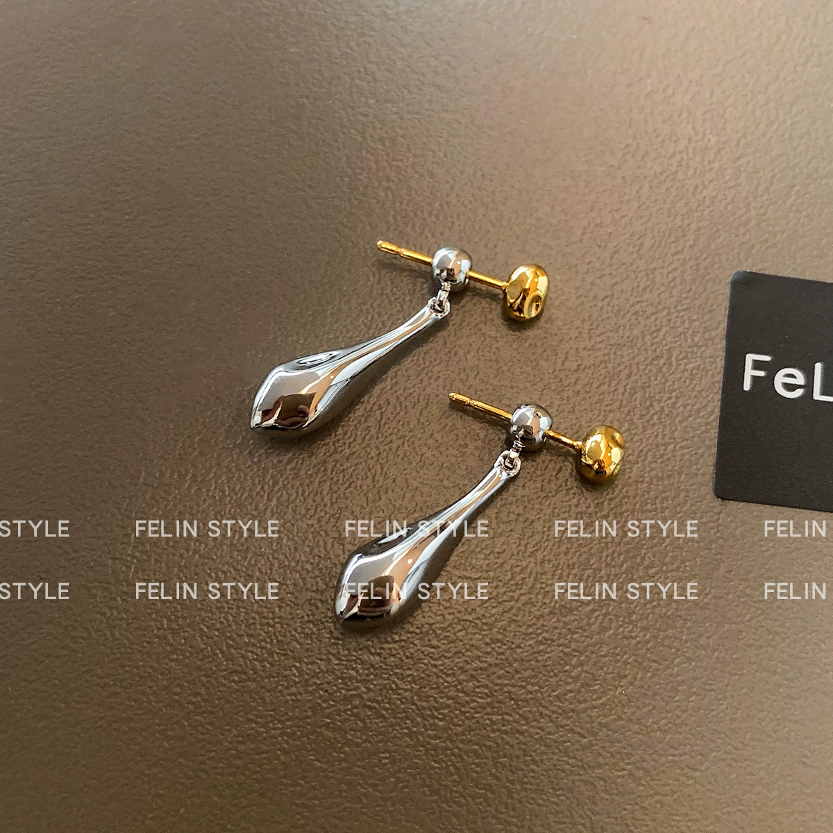 925 Silver Needle Gold Silver Water Drop Earrings Women's Face Small Light Luxury Premium 2025 New Metal Earrings Earrings