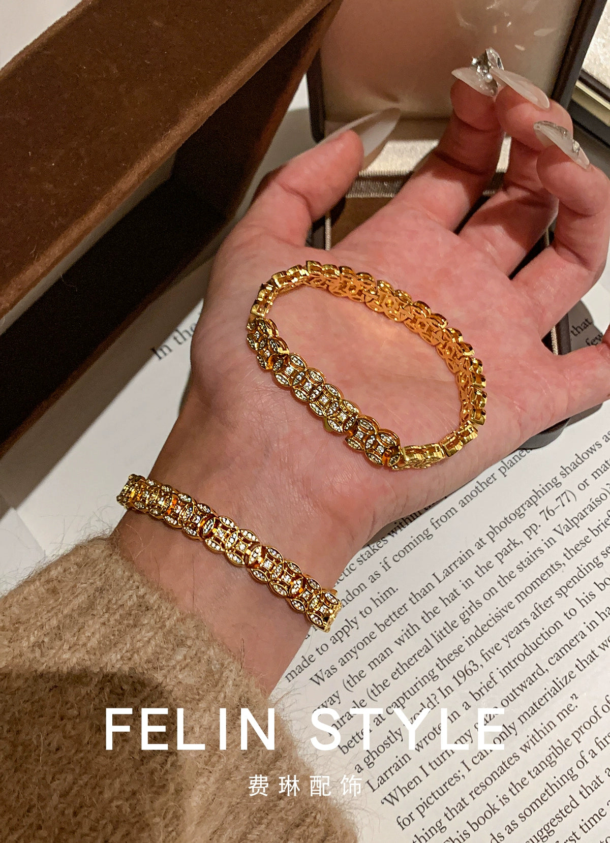 Coiled copper coin bracelet women's light luxury exquisite fashion high sense five emperors money fortune metaphysical gold diamond bracelet