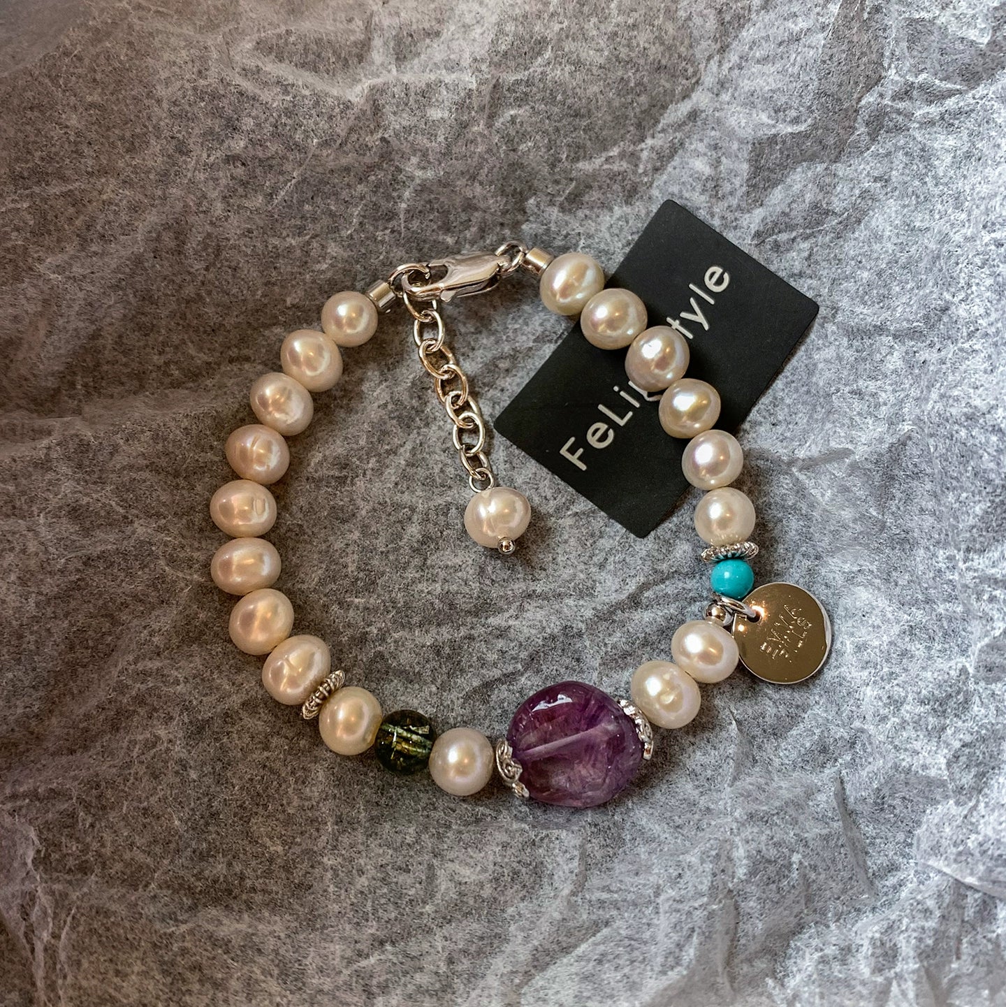 Natural freshwater pearl purple crystal bracelet women's summer 2025 new light luxury high-end emotional stability bracelet