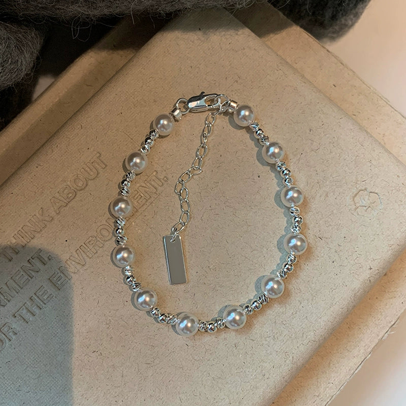 Broken silver car flower beads pearl bracelet women's light luxury niche temperament exquisite unique high-end silver jewelry