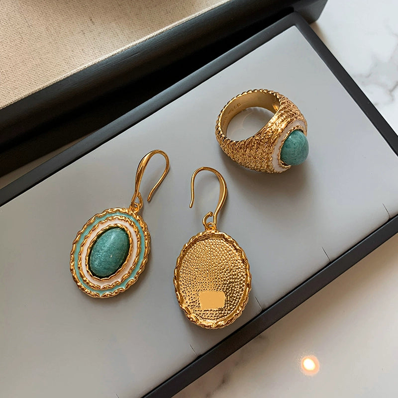 Retro enamel color Tianhe gemstone necklace women's new Chinese style 2025 new popular light luxury niche sweater chain neck chain