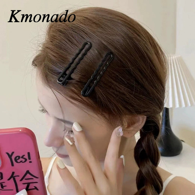 Kmonado girl candy color metal hollow hairpin simple versatile edge clip bangs clip broken hair clip headgear