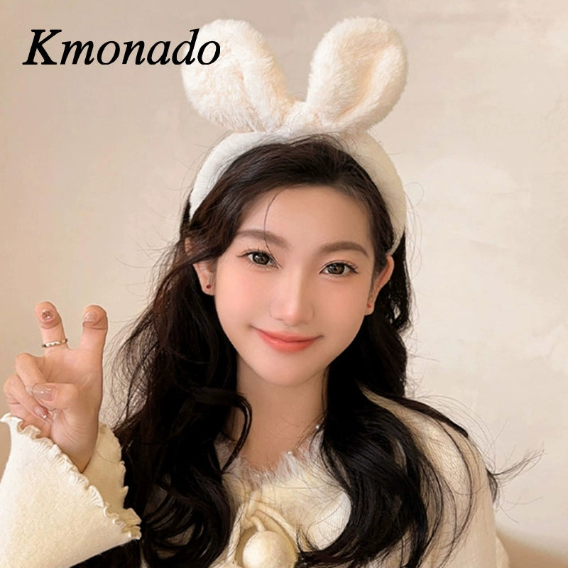 Plush rabbit ears headband female Internet celebrity hairpin cute super cute face wash headband headband hairpin