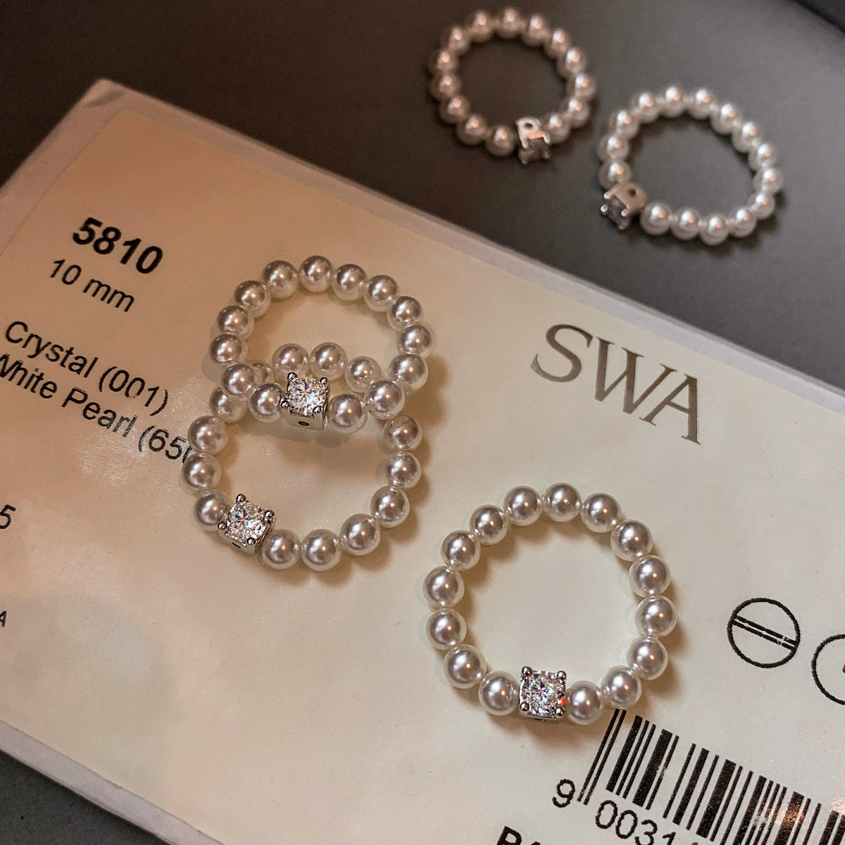 Zircon Diamond Elastic Rope Australia White Pearl Ring Women's Light Luxury Niche Design Advanced Sense