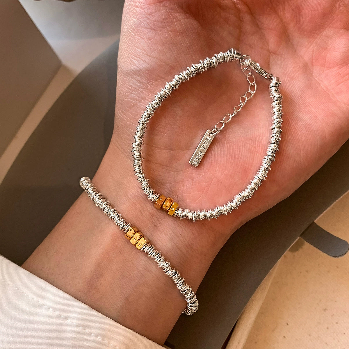 Small sugar cube broken gold bracelet women's light luxury niche design exquisite fashion 2025 new high-end bracelet jewelry