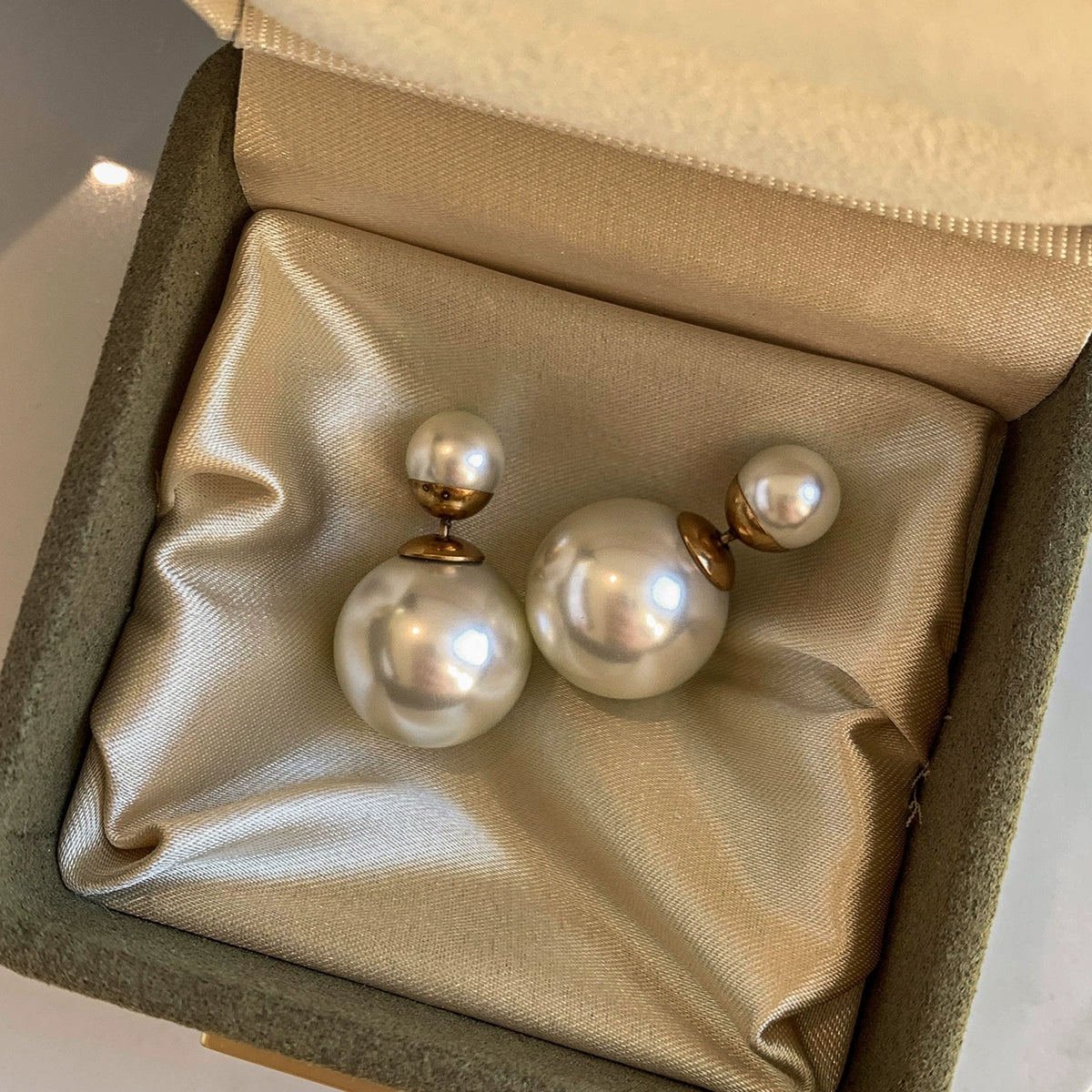 925 Silver Needle S Home Aurora Size Pearl Earrings Women's Light Luxury Premium French Stud Earrings