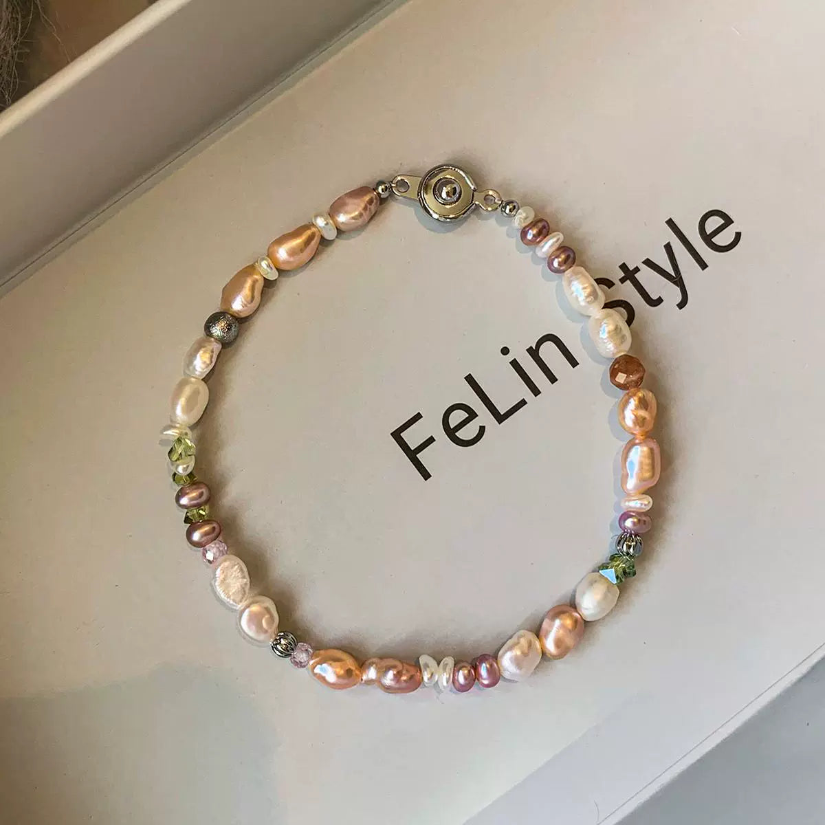 Natural freshwater baroque pearl rainbow dopamine bracelet women's light luxury exquisite niche 2025 new bracelet