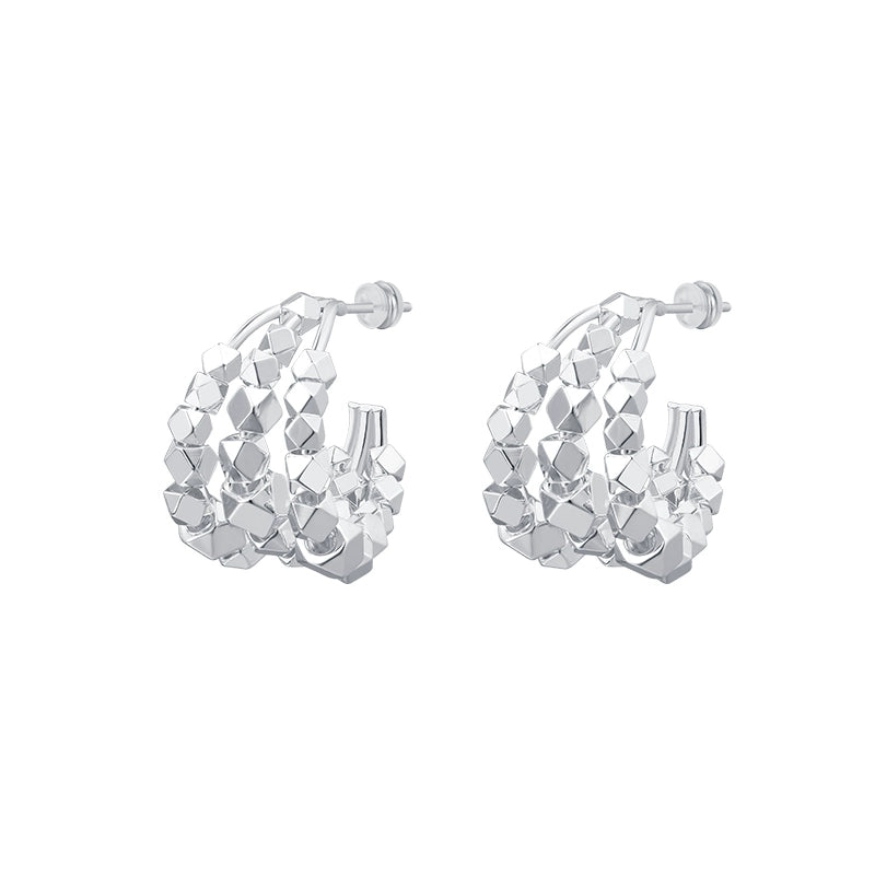 925 silver needle broken silver c-type earrings women's 2025 new high-end light luxury niche design summer stud earrings