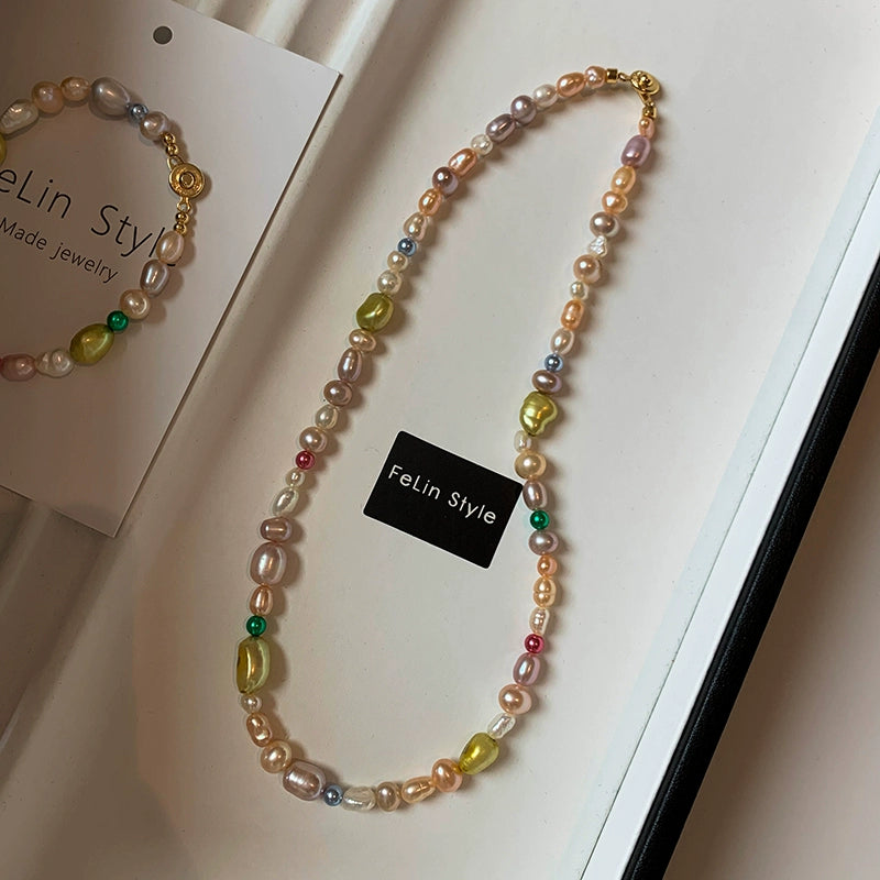 Dopamine Color Natural Freshwater Pearl Bracelet Women's Summer Light Luxury Exquisite Niche 2025 New Bracelet