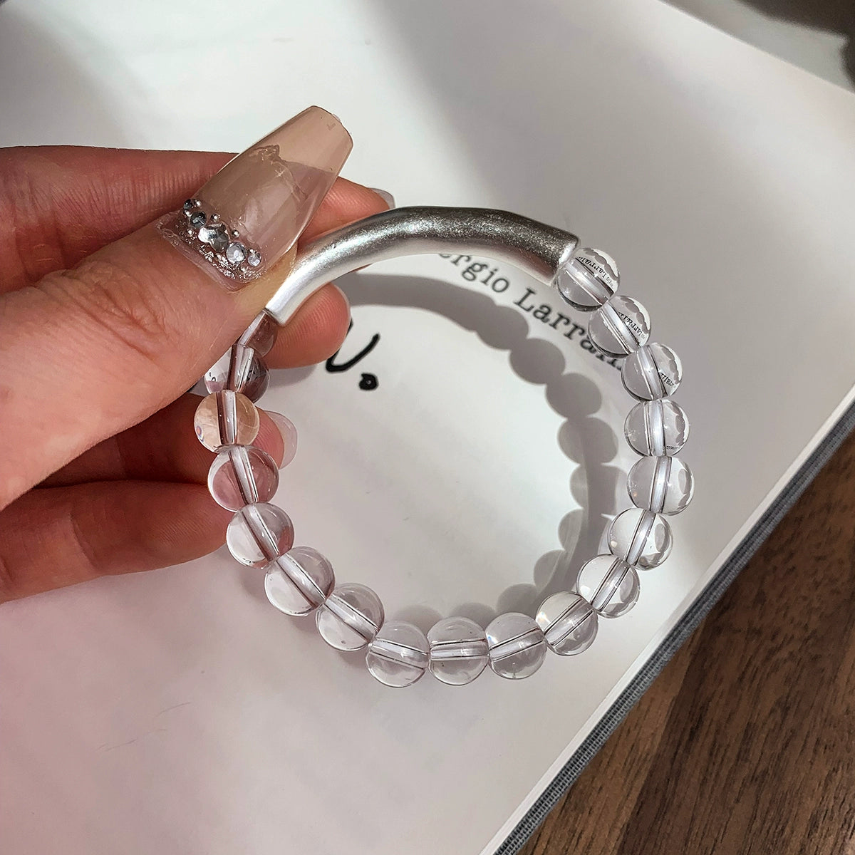 Silver Bamboo White Crystal Bracelet Women's Light Luxury Exquisite Fashion Unique Design High-end Lucky Jewelry Bracelet