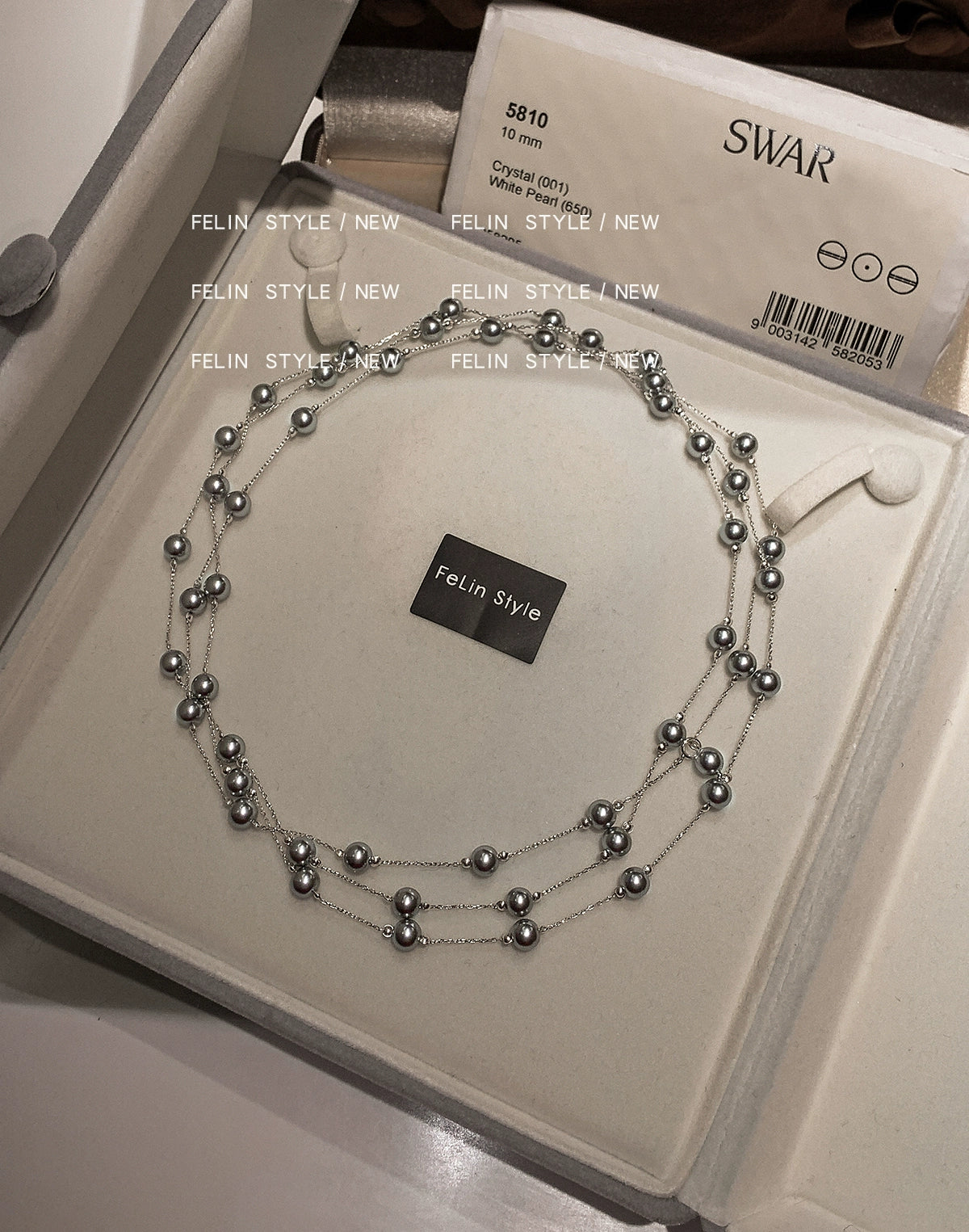 925 sterling silver gypsy star real hemp silver gray pearl necklace women's long double-layer multi-layer stacked premium neck chain