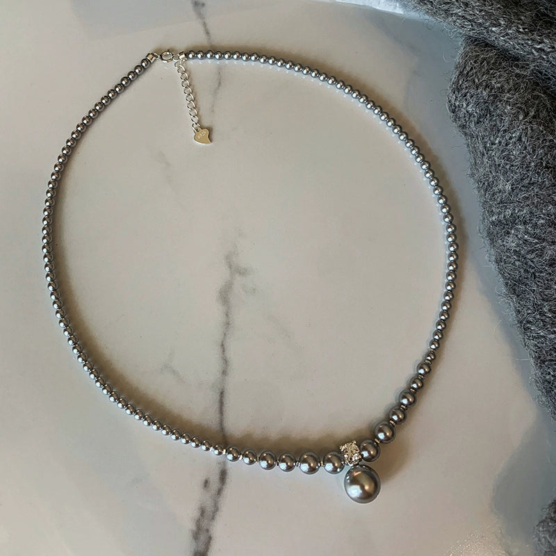 925 Sterling Silver Broken Silver Australian White Pearl Pendant Necklace Women's Accessories Summer Light Luxury Premium Collarbone Necklace