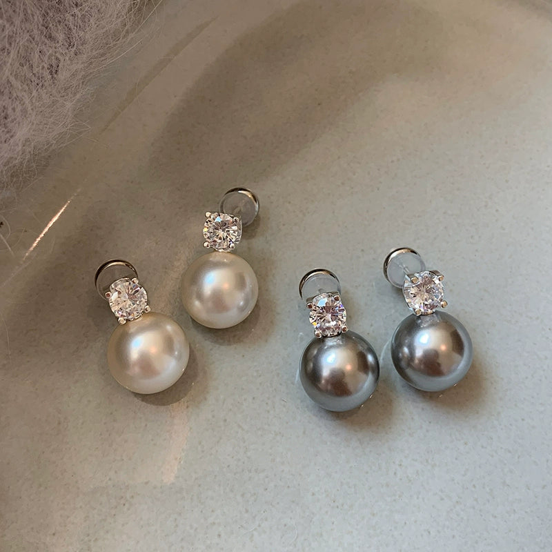 Sterling silver French purple pearl Princess Diana earrings women's high-end French light luxury high-end 2025 new stud earrings