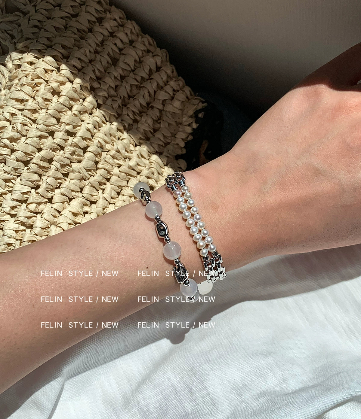 Natural tiger's eye stone obsidian bracelet women's light luxury exquisite fashion high sense summer 2025 new stacked bracelet