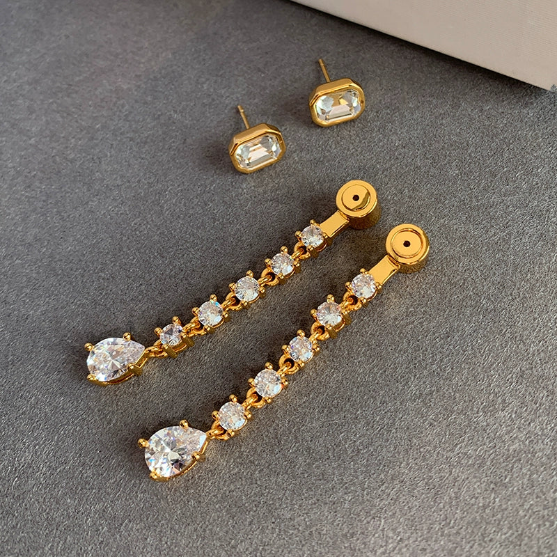 European and American temperament long diamond-encrusted fringed earrings women's niche design sense high-end light luxury small face unique earrings