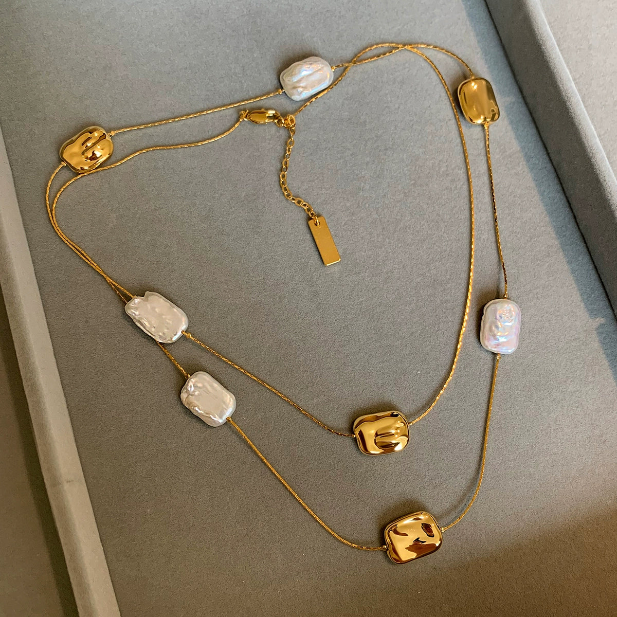 Natural Baroque Pearl Necklace Women's Accessories European and American French Light Luxury High Sense Niche Unique Long Sweater Chain