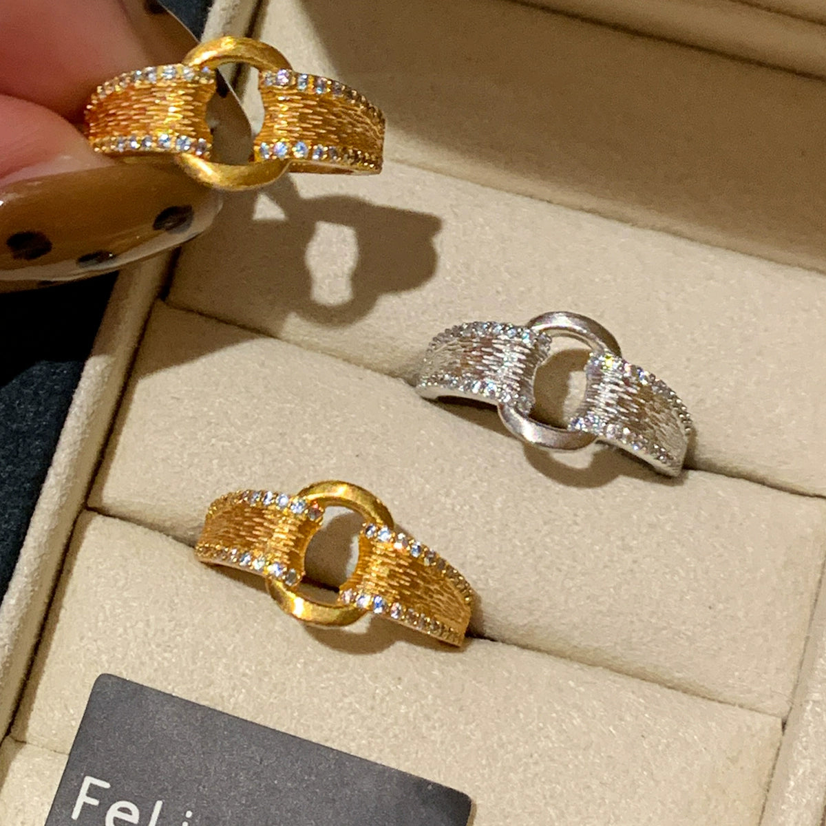 Retro brushed diamond-encrusted lace metal silver index finger ring women's opening adjustable light luxury exquisite niche design