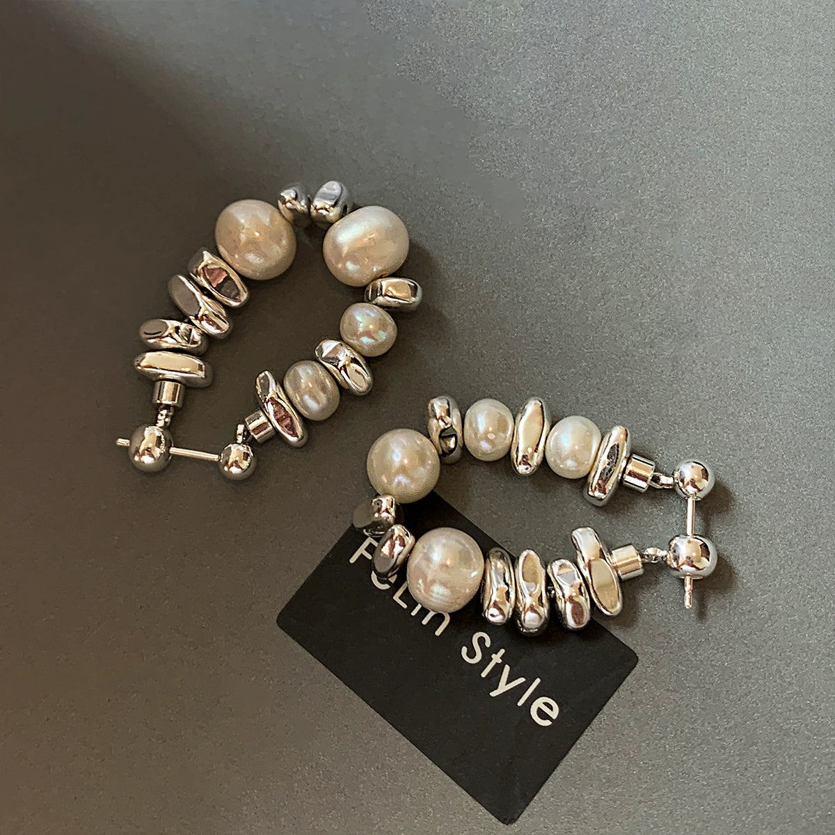 S999 sterling silver broken silver natural freshwater pearl earrings women's high-end light luxury niche earrings summer 2025 new