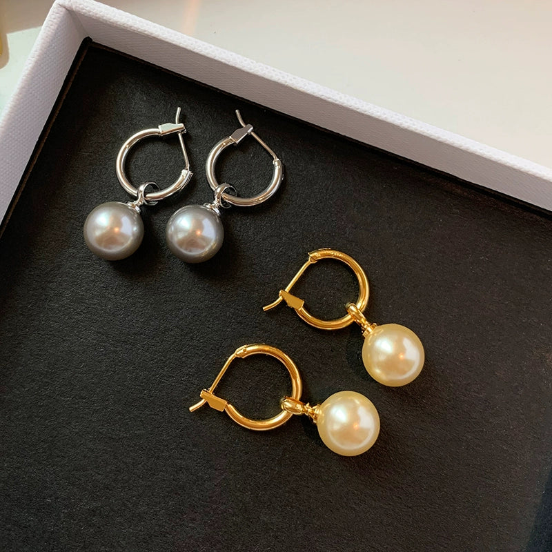 Liu Yifei same gray pearl pendant earrings women's high-end 2025 new light luxury niche temperament earrings earrings